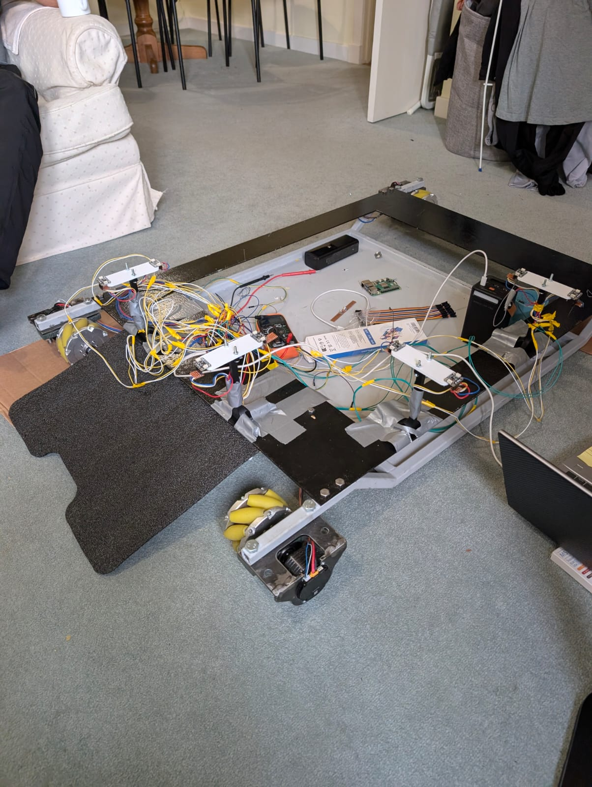Full 4SB AGV prototype showing its chassis, drive modules, sensors, and electronics